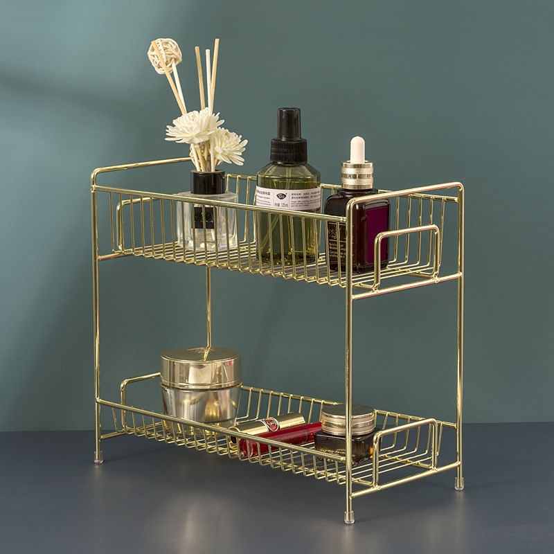 Luxury Skincare Tools - Scaffale per cosmetici dorato in metallo